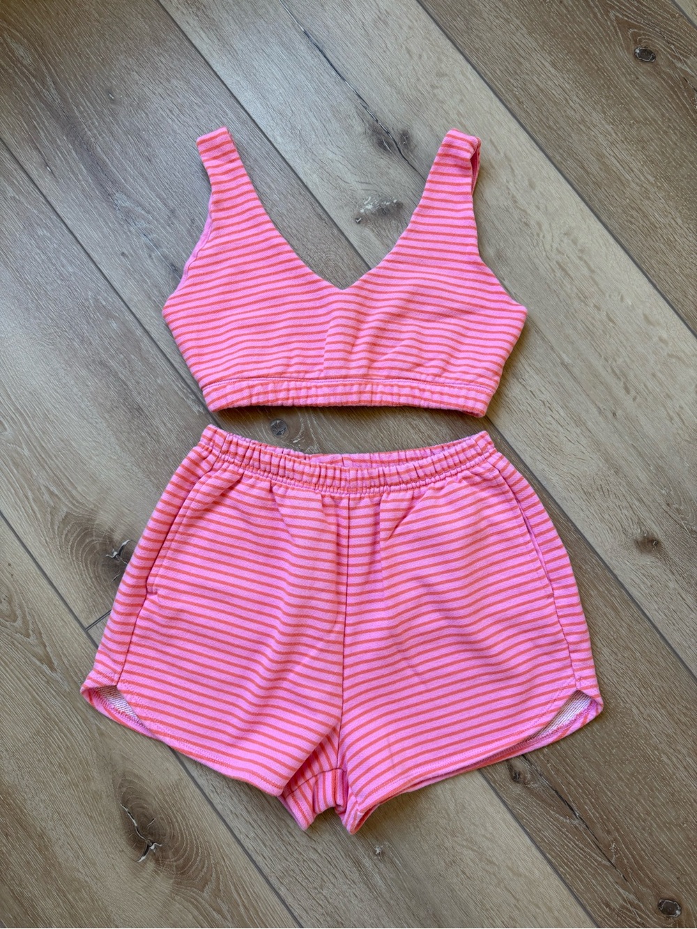 Wild Fable Pink Striped Top & Shorts Set